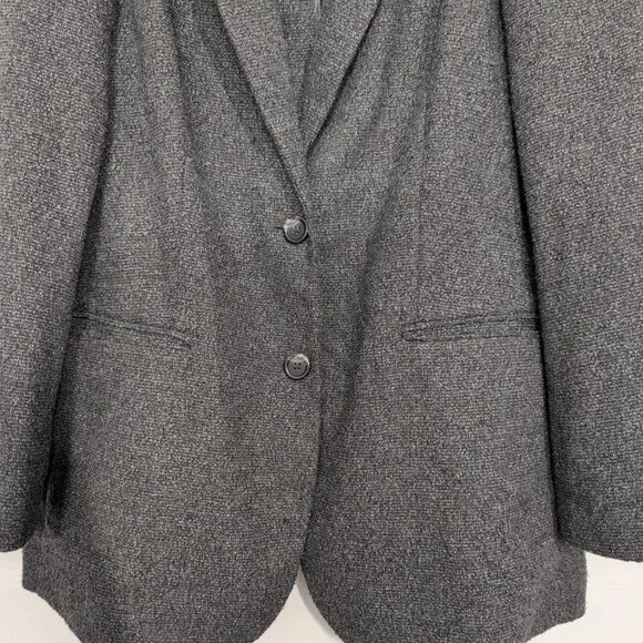 J Jill 2 Button Blazer Womens Size Medium Gray Academia Wool Blend Unlined - Picture 3 of 8